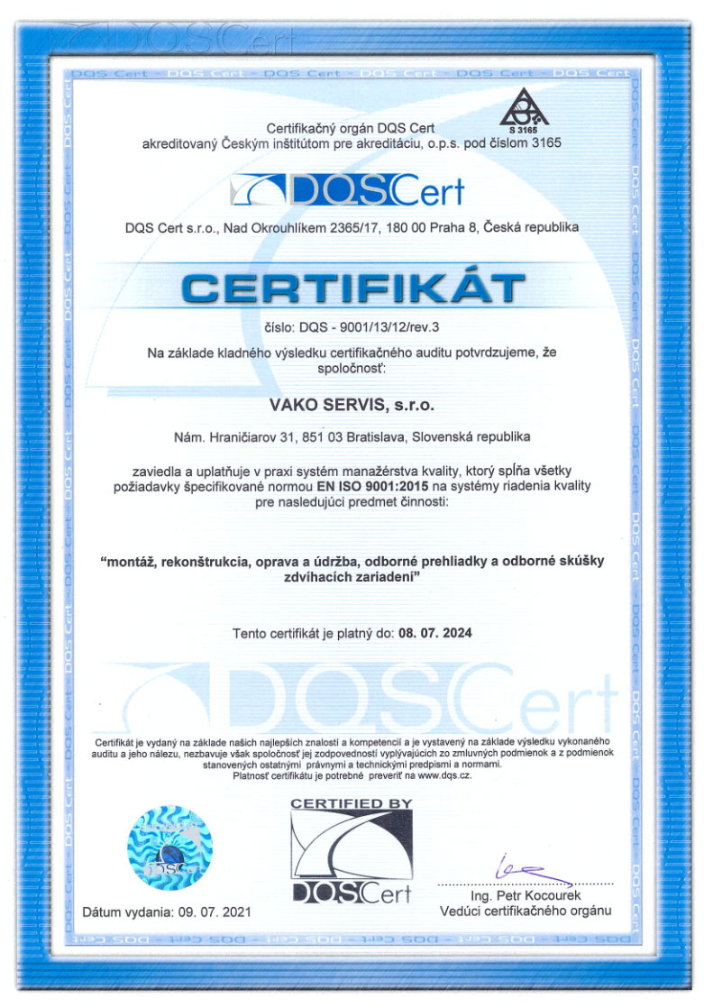 ISO certifikat 9001